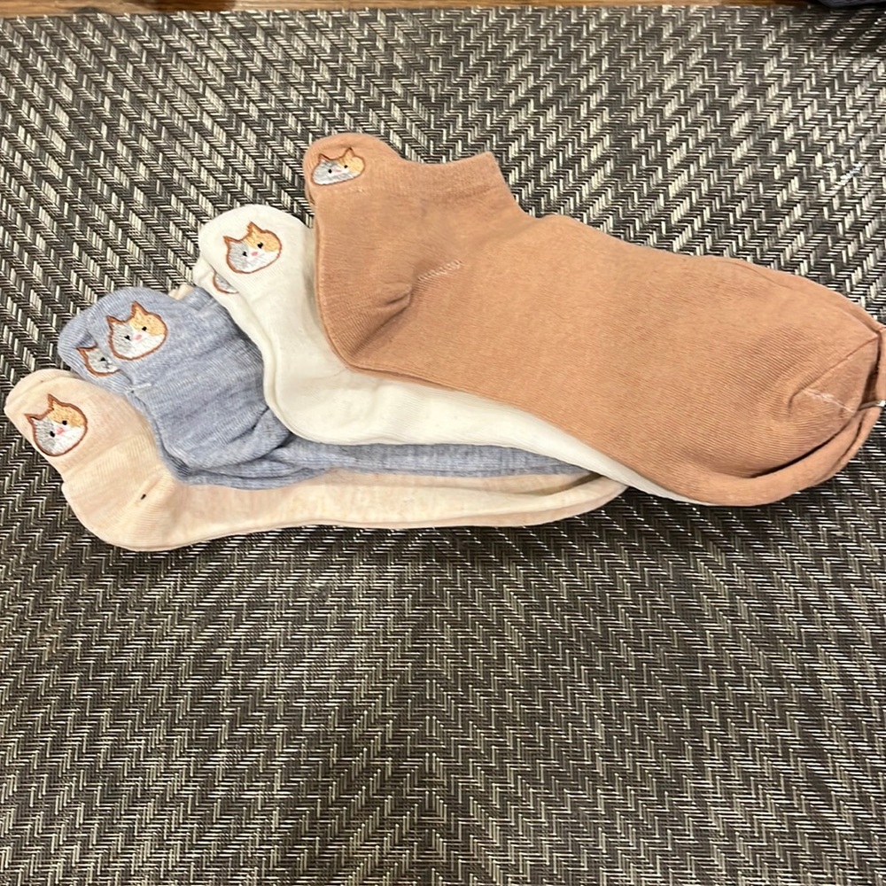 4 pair Cotton stretch kitty cat socks